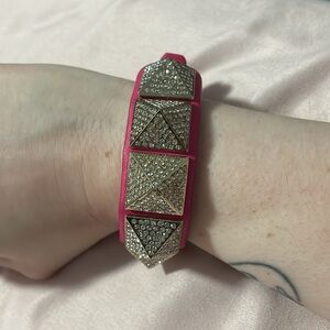 Rare! Hard to find Pink Valentino Garavani Rockstud Crystal Studded Leather Cuff